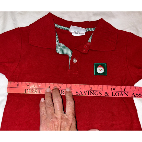 Zuccini Kids Red Long Sleeve Polo Shirt Boys Santa Embroidery Size 4 - Picture 6 of 6